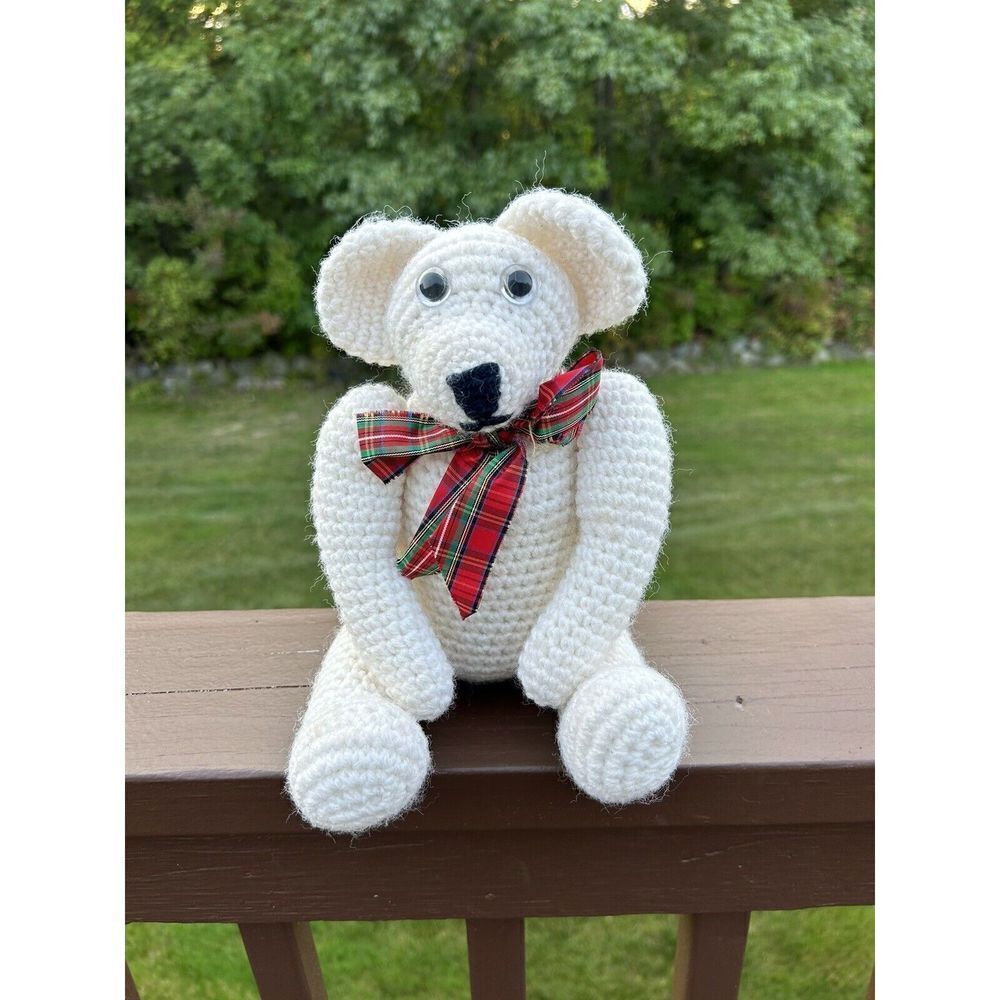 Vintage handmade crochet stuffed Teddy bear. Arms&Legs Flex